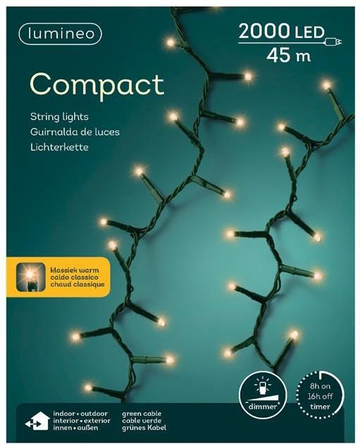 Lumineo - LED Compact Lights - Warmwit - 2000 LED's - 45 meter - Met Timer
