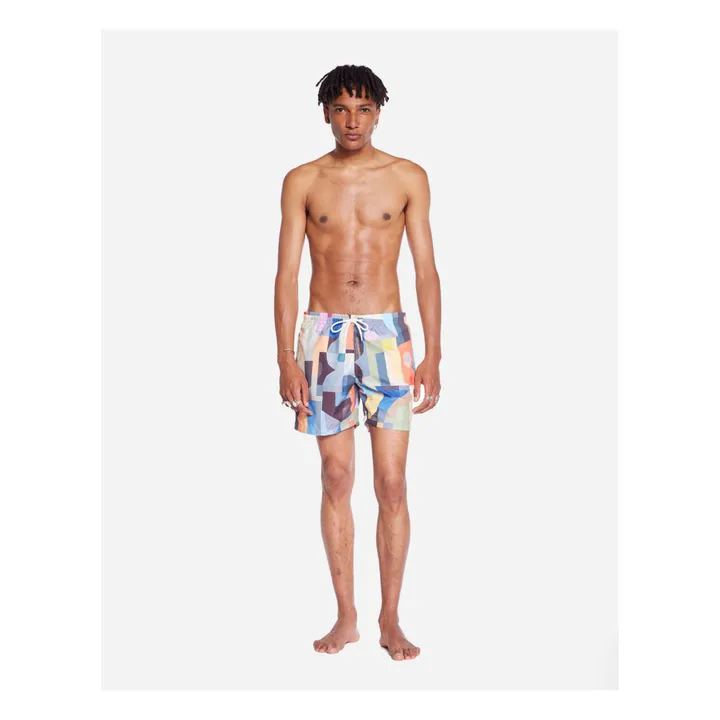Olow Short de Bain Abstract Fibres Recyclées | Bleu