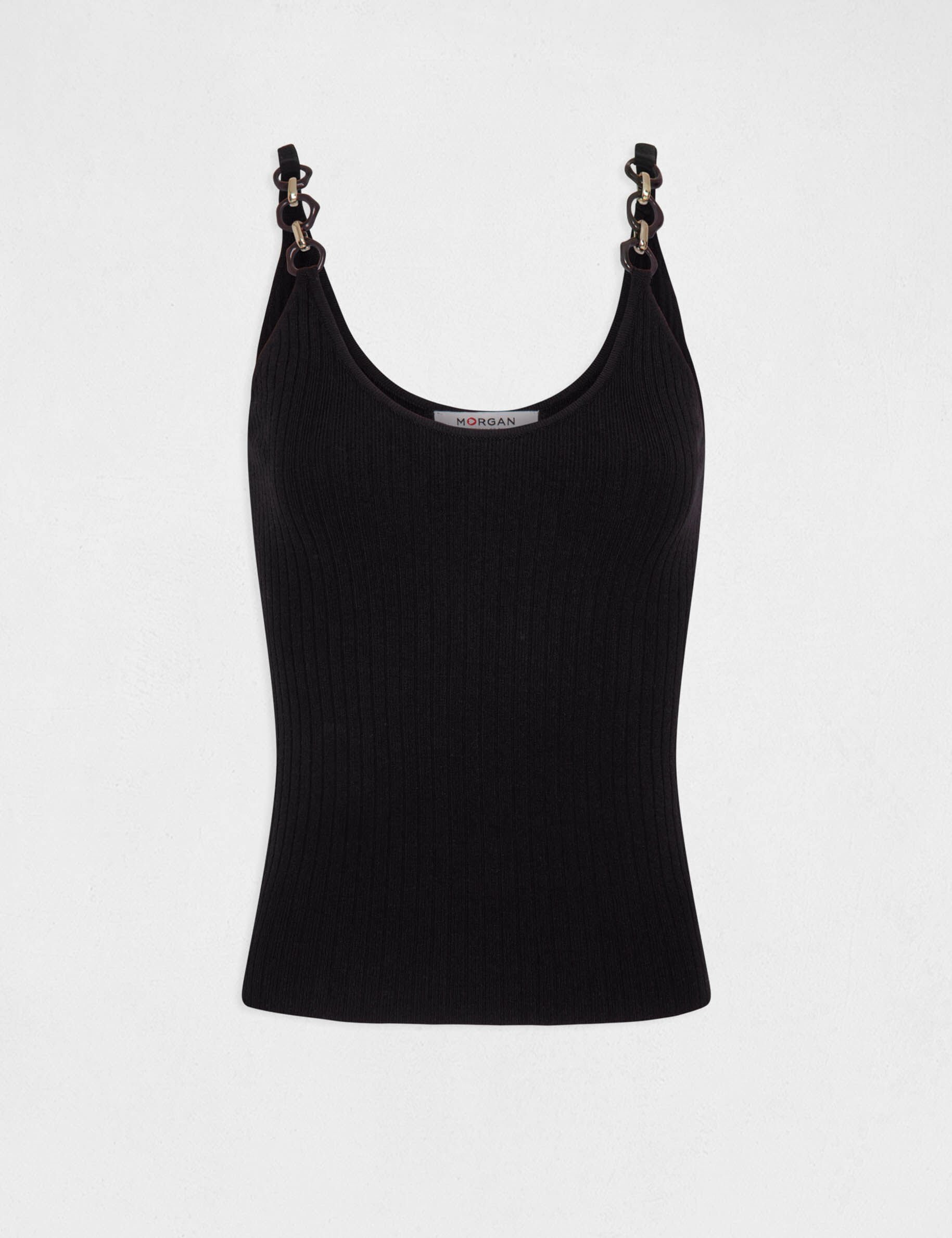 Débardeur pull avec détails chaînes noir femme - noir