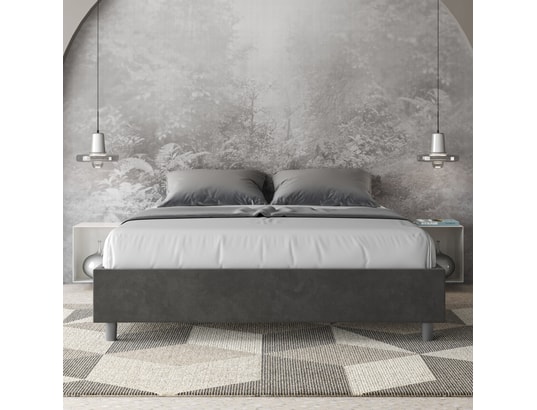 ITYHOME - Lit coffre azelia 160x190 microfibra gris