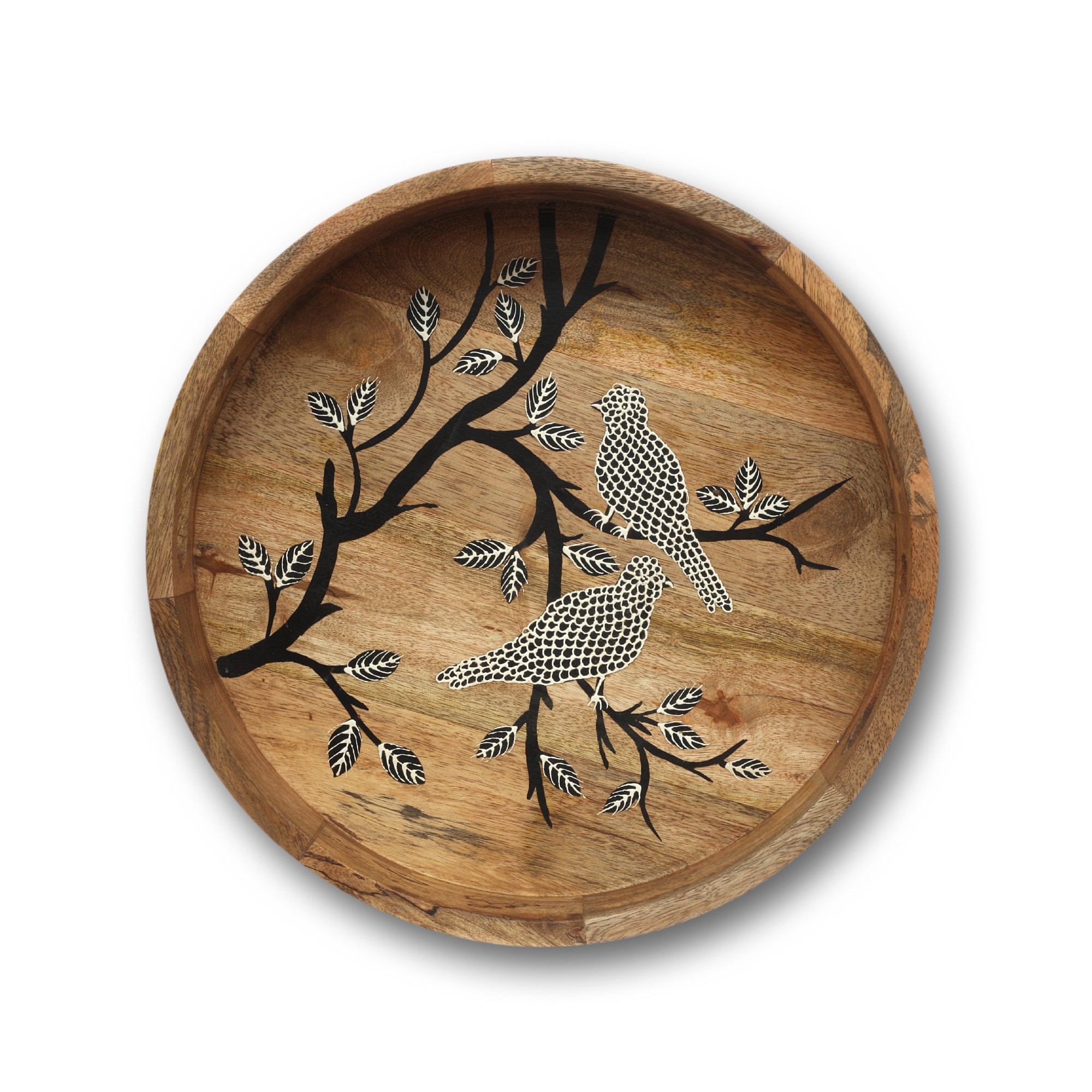 2er-Set Tablett 'Patul' aus Mangoholz, natur, schwarz-weiß zu 80,00