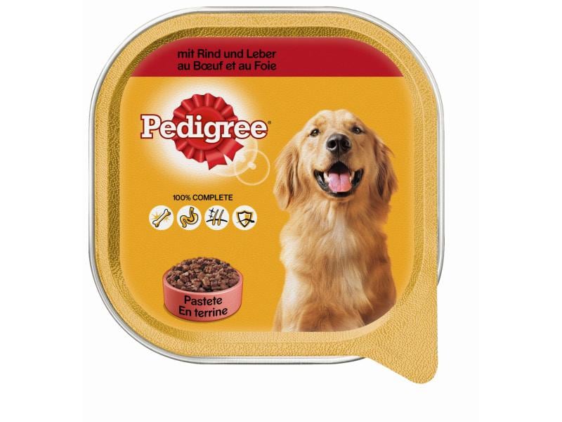Pedigree Nassfutter Adult mit Rind, 20 x 300 g Alleinfuttermittel für ausgewachsene Hunde