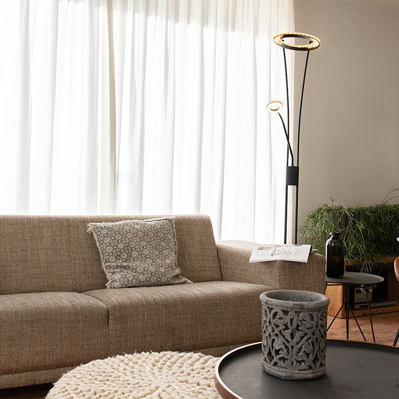 Moderne vloerlamp zwart incl. LED met leesarm - Divine
