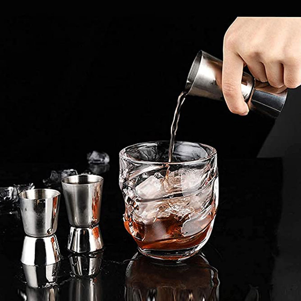 Edelstahl Messbecher Doppelseitiger Jigger Cocktail Barmass - Silber