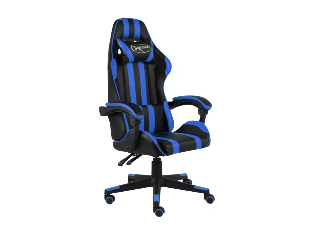 Fauteuil de jeux vidéo Noir et bleu Similicuir