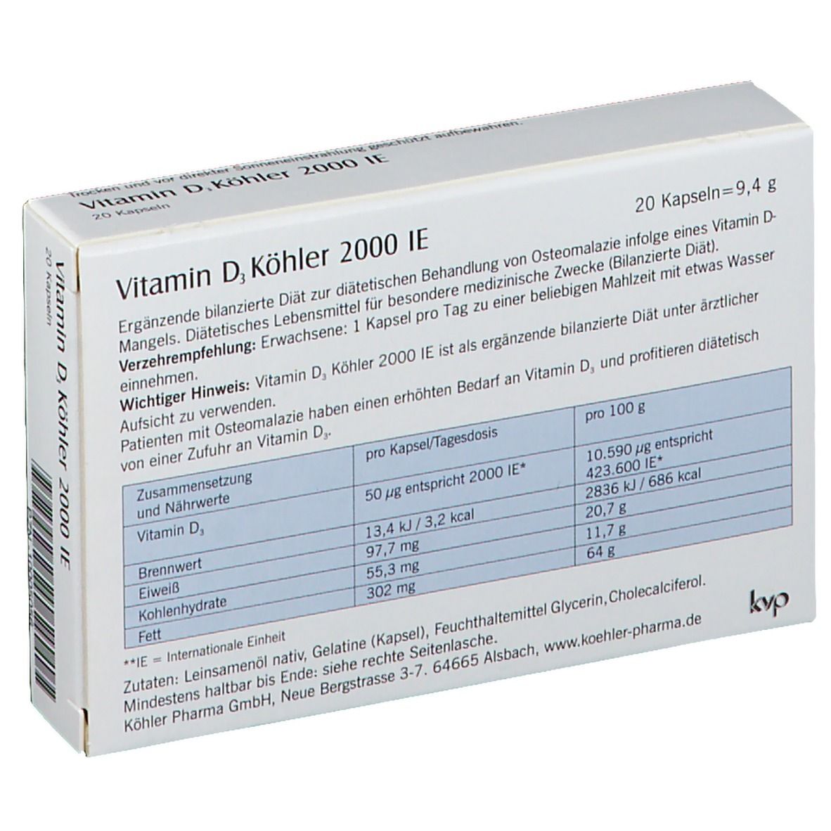 Vitamin D3 Köhler 2000 IE Kapseln