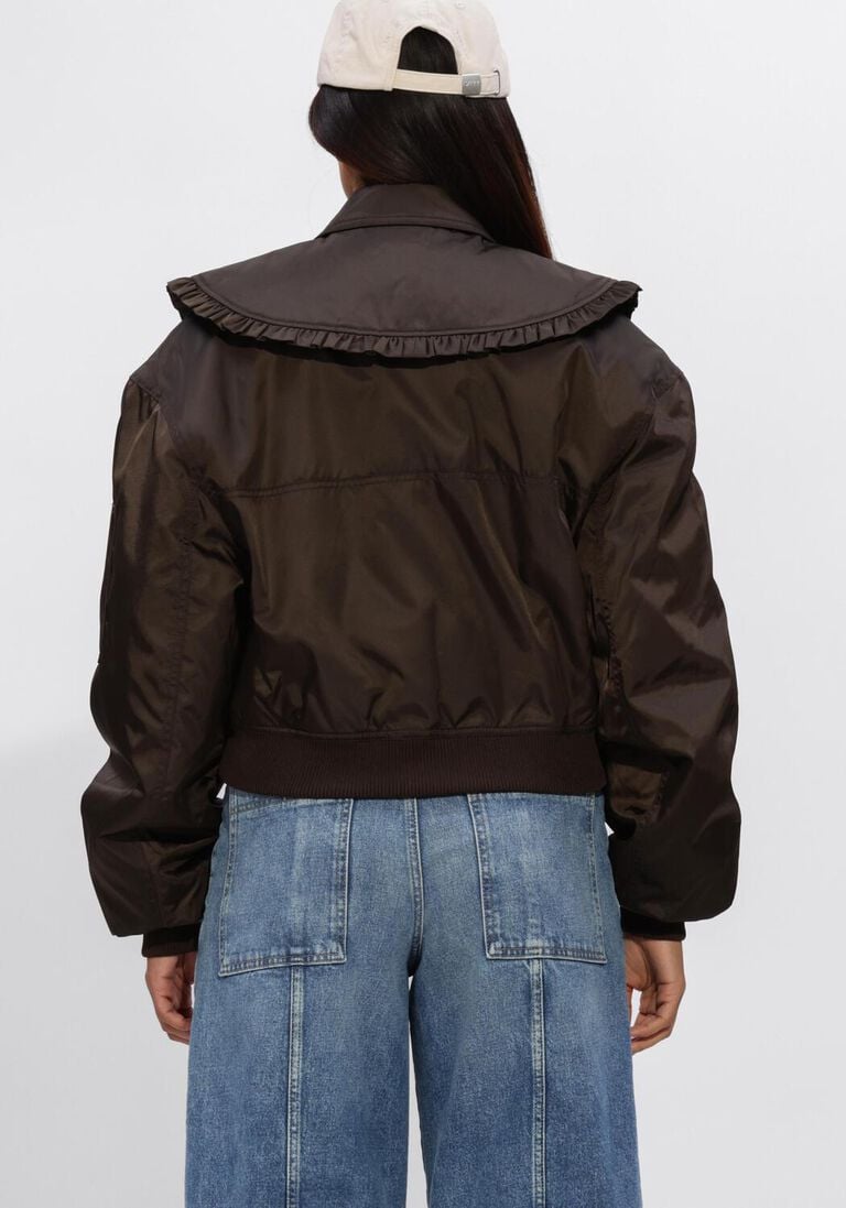 bruine ganni jassen duchesss nylon bomber jacket