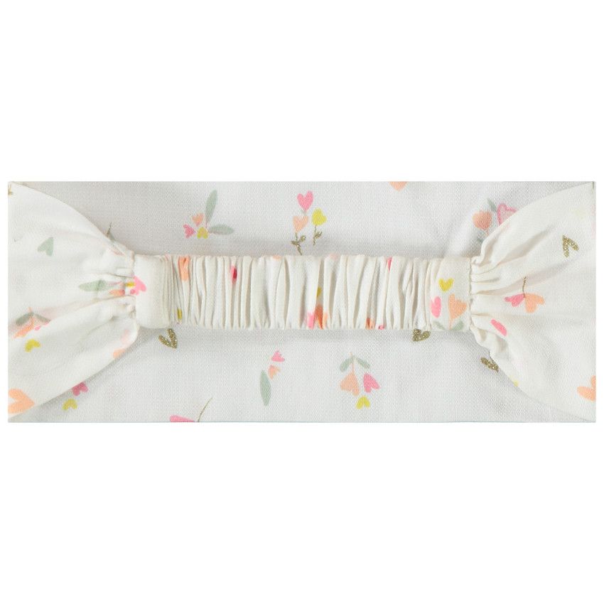 Bandeau large imprimé fleurs pour bébé fille - Ecru