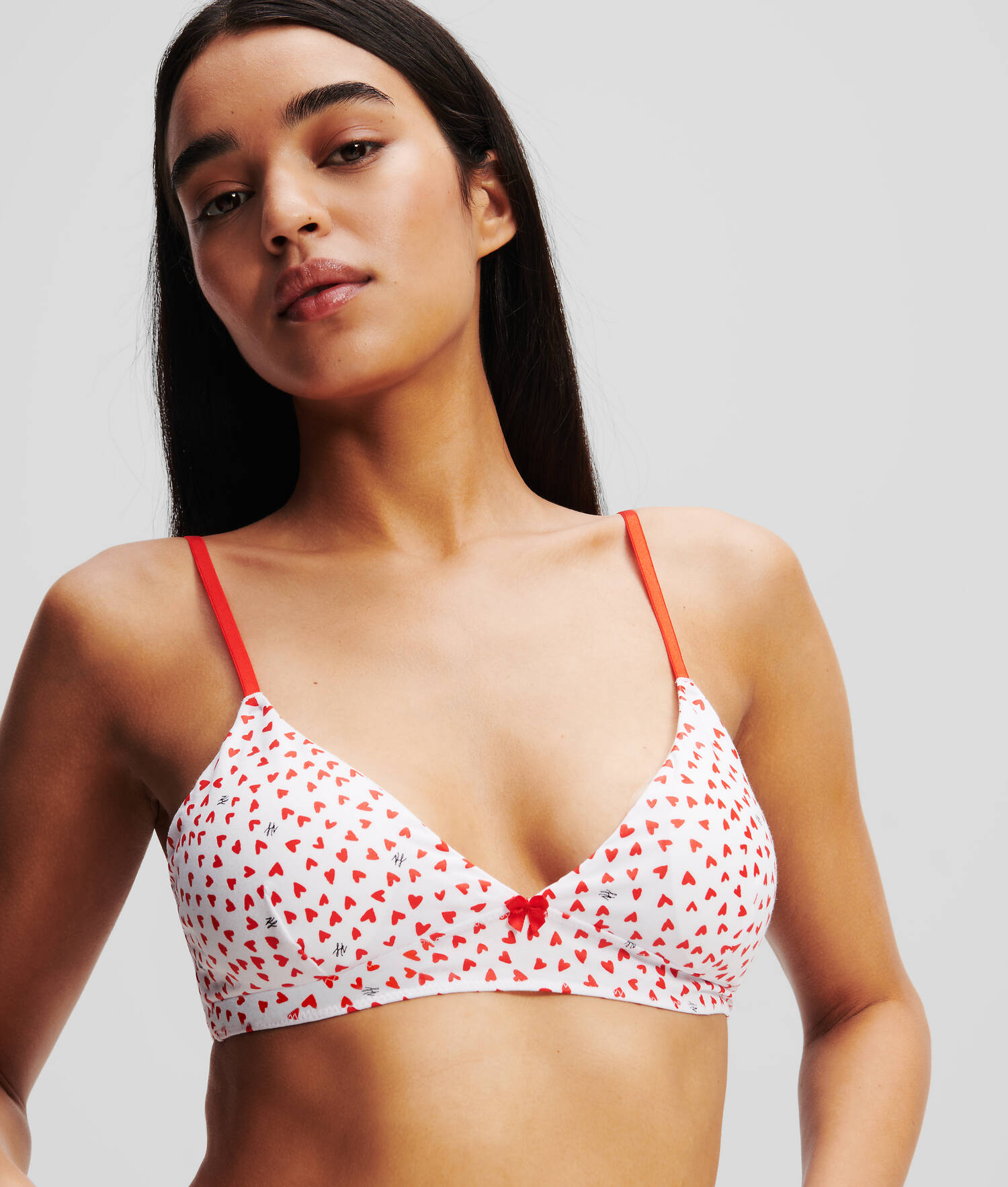 BRALETTE TRIANGLE K/HEART - Motif en forme de cœur sur toute la surface Blanc-Rouge