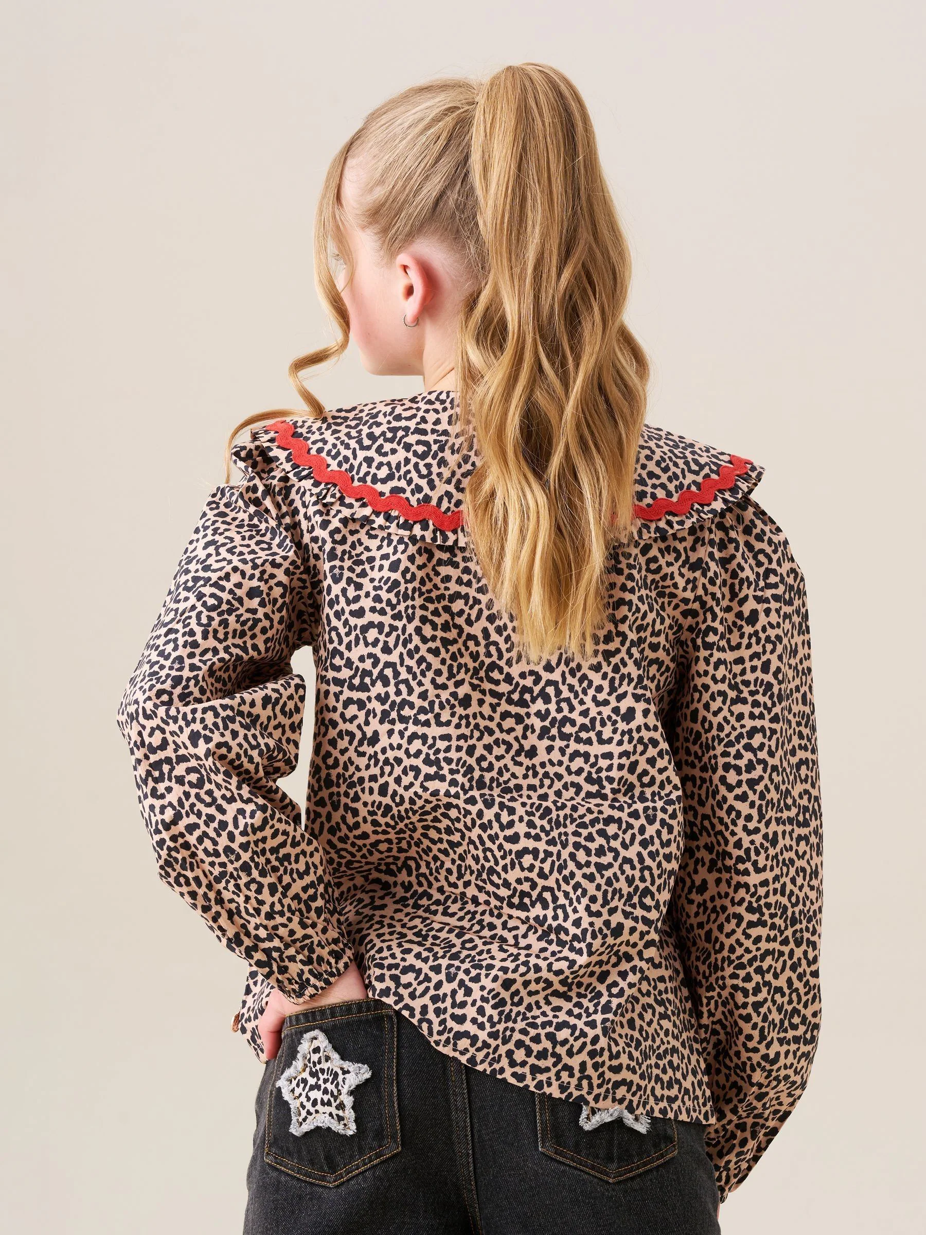 Angel & Rocket Elle Leopard Print Frill Collar Blouse