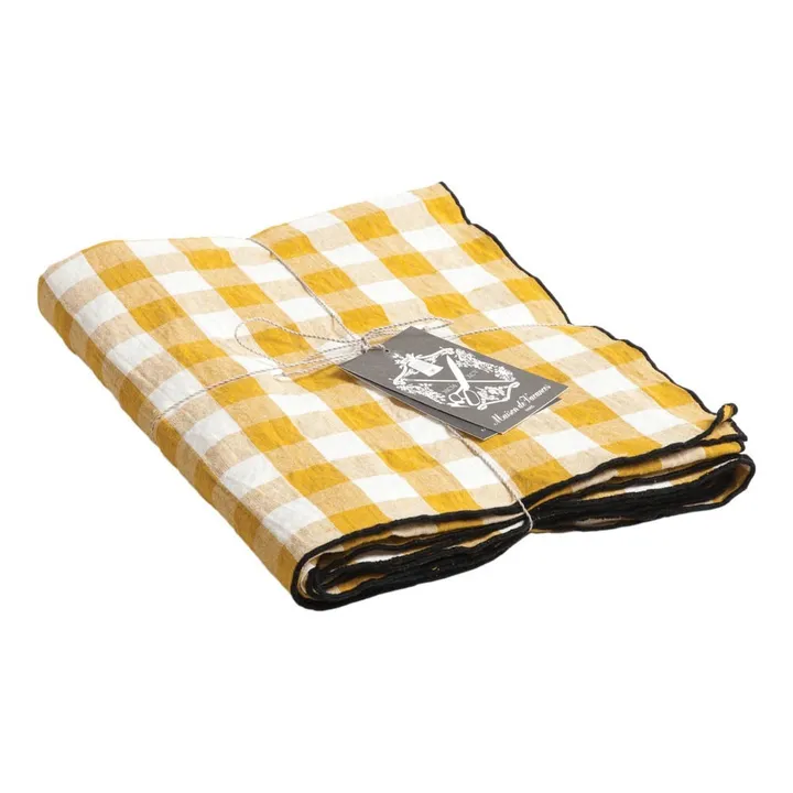 Maison de Vacances Nappe rectangulaire Bourdon noir toile mimi | Vichy Ocre