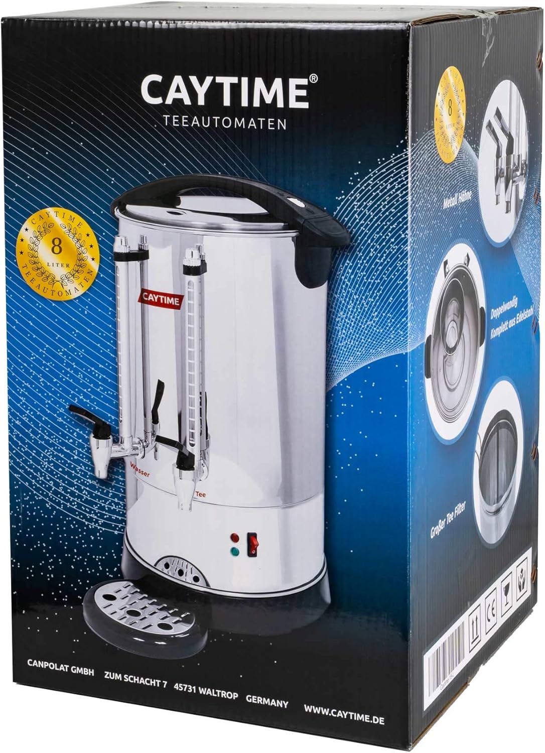 Teemaschine A8 - Teeautomat, isoliert mit Doppelwand - Samowar, Semaver 8 Liter