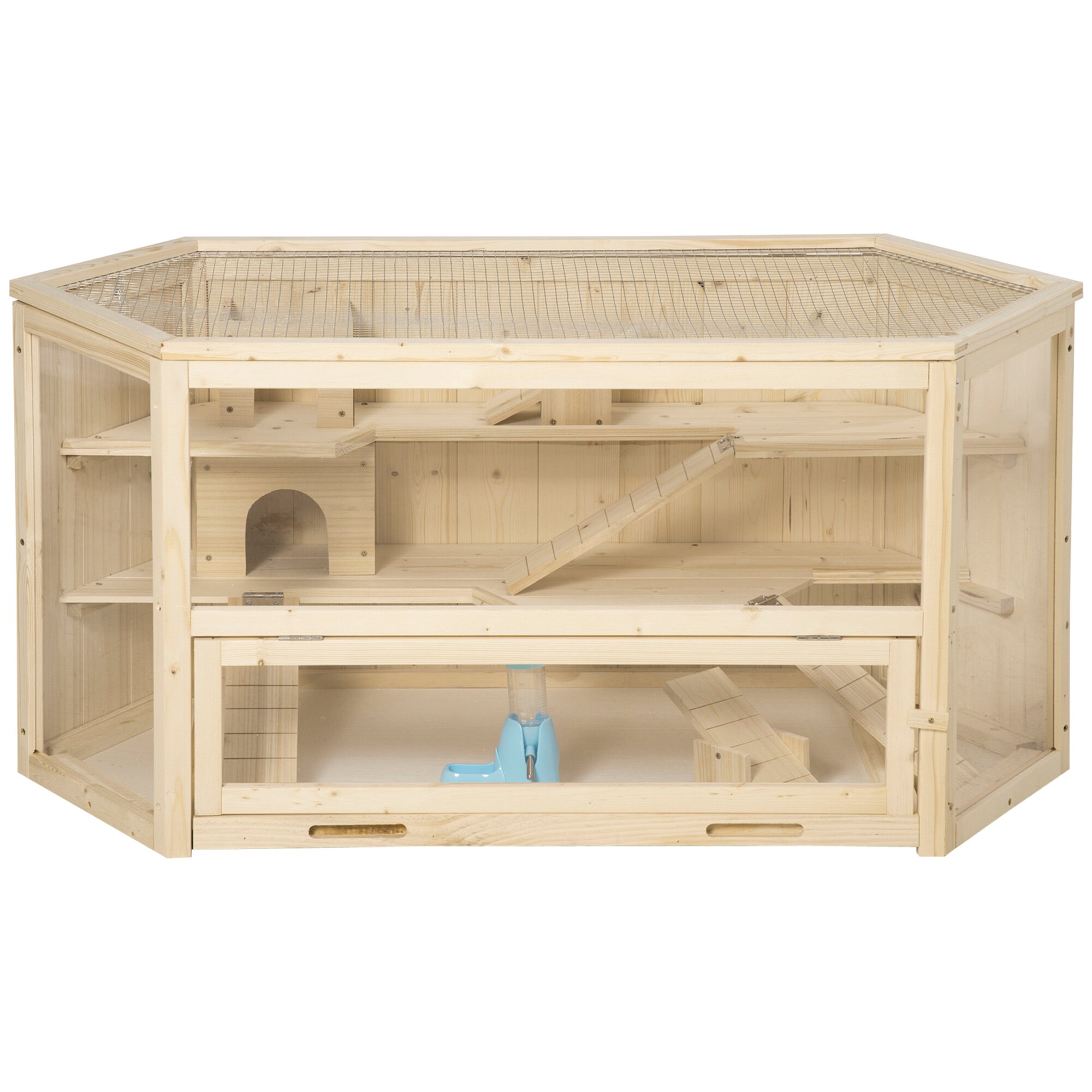 PawHut Kleintierkäfig mit PS-Plexiglas natur 115L x 60B x 55H cm
