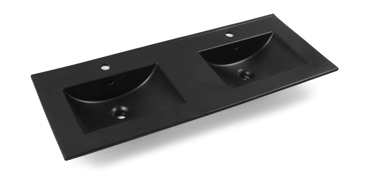 Fontana Rovigo badmeubel 120cm met zwarte wastafel met kraangaten kasteel bruin