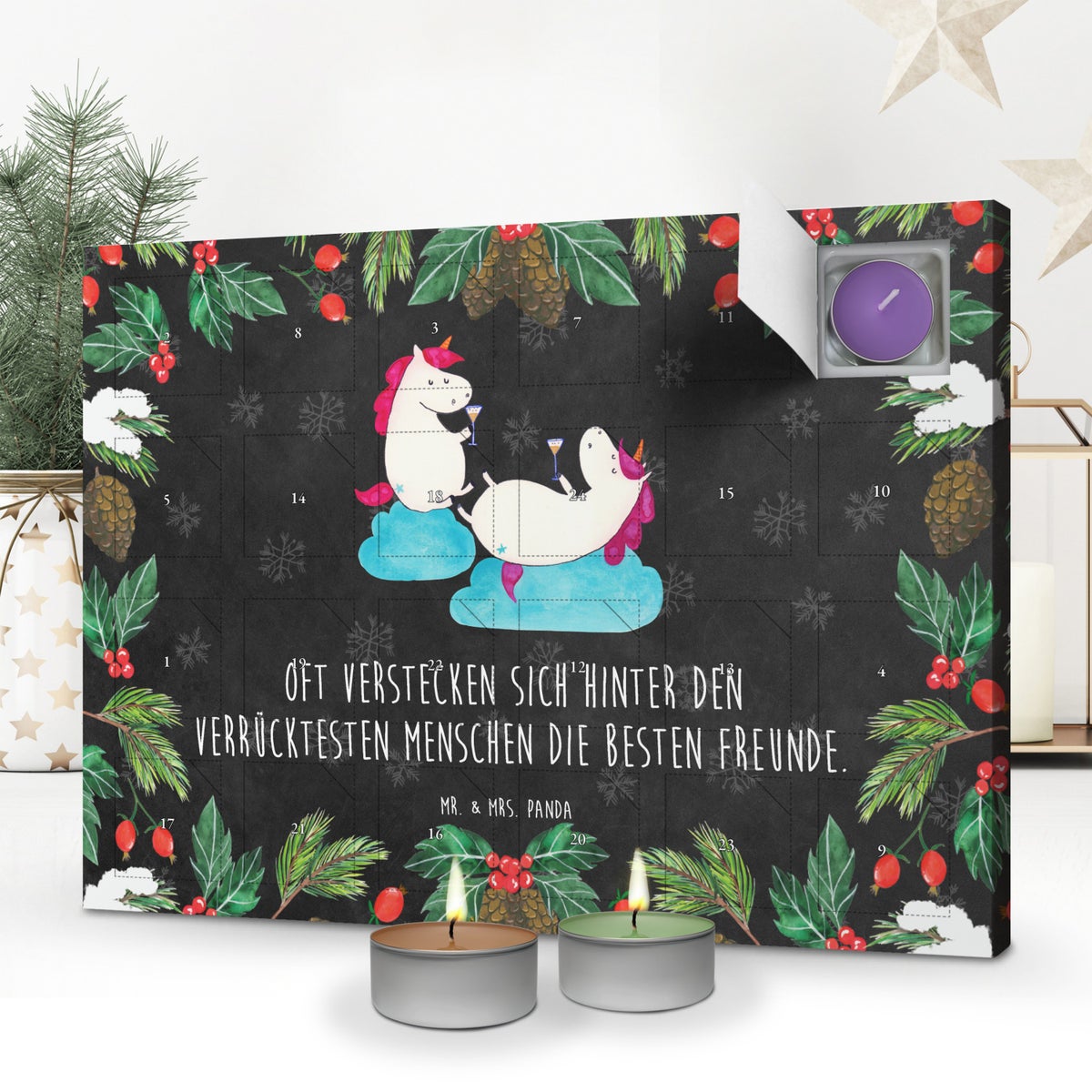 Mr. & Mrs. Panda Geurkaars Adventskalender Eenhoorn Mousserende Wijn - Zwart