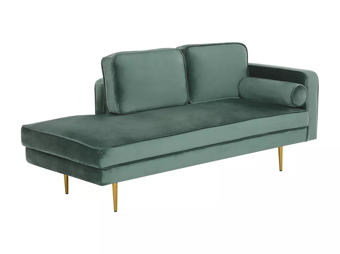 Chaise longue en velours vert menthe côté droit MIRAMAS