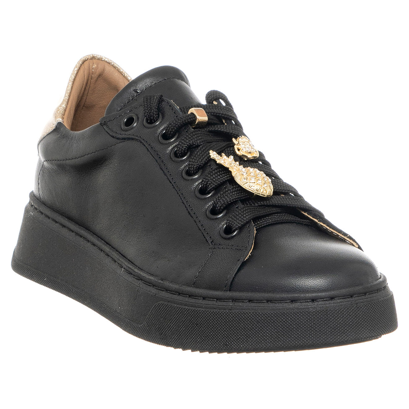 Loretta Pettinari Sneakers en Cuir Léna noir/doré