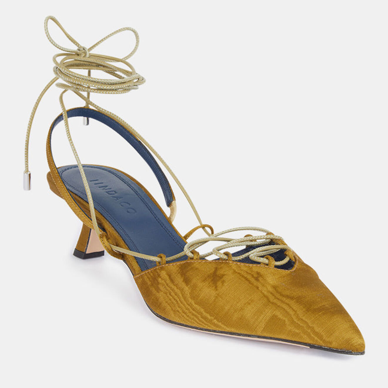 Iindaco Slingbacks Pointu Talon Lacets dorées - Talon 5 cm