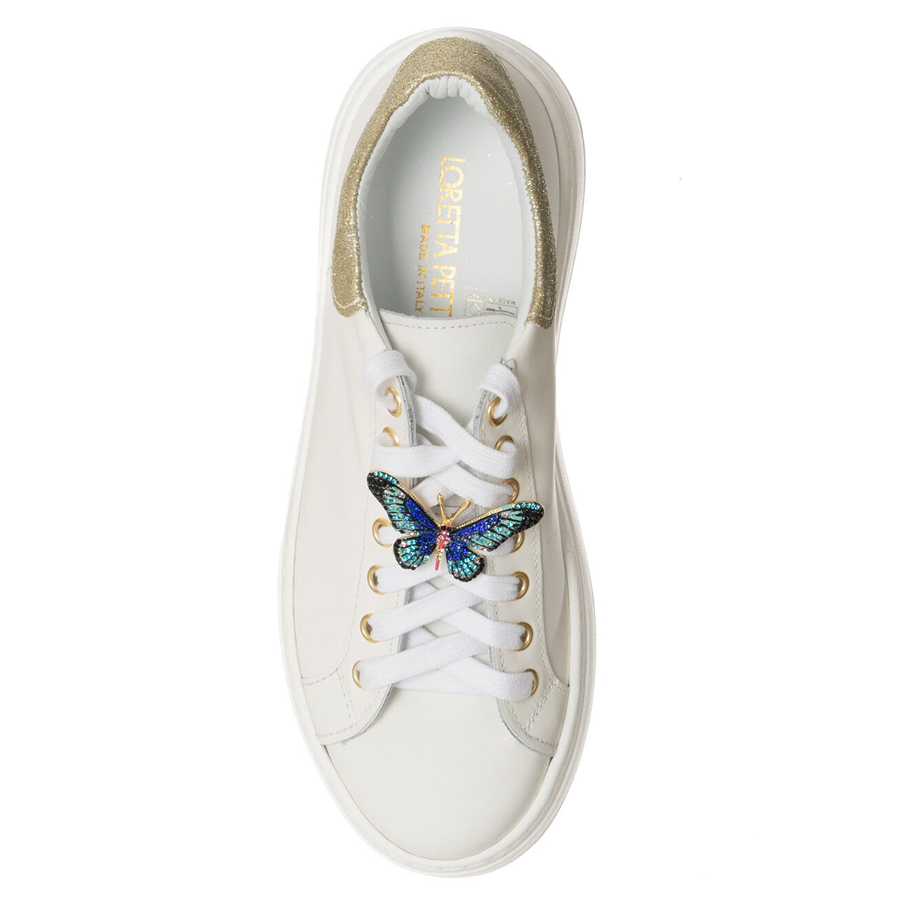 Loretta Pettinari Sneakers en Cuir Oro blanc/doré