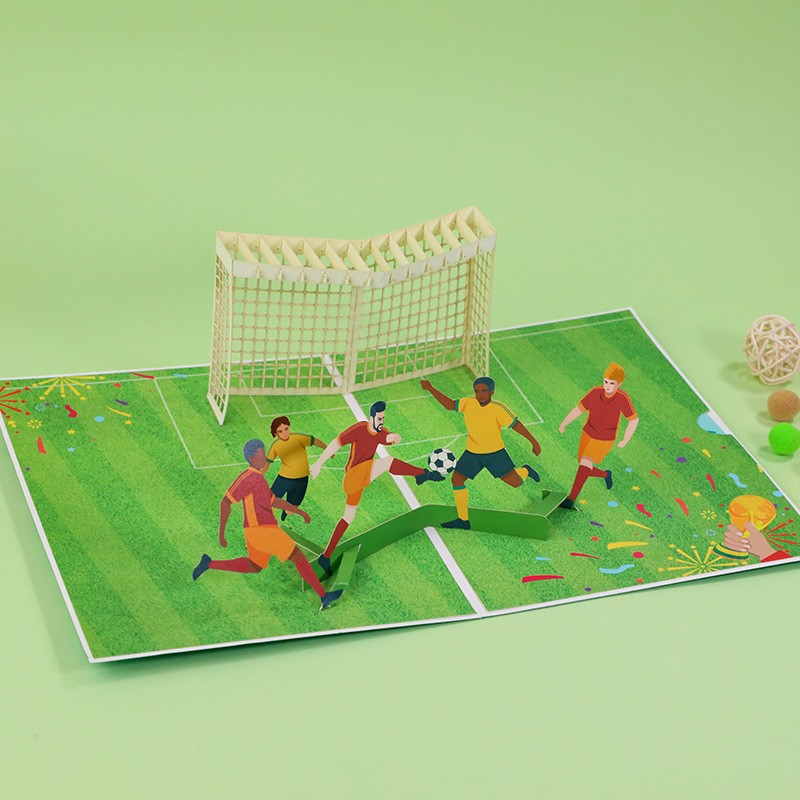 Glückwunschkarte Gruss Pop-Up Doppelkarte   Umschlag - Fussball