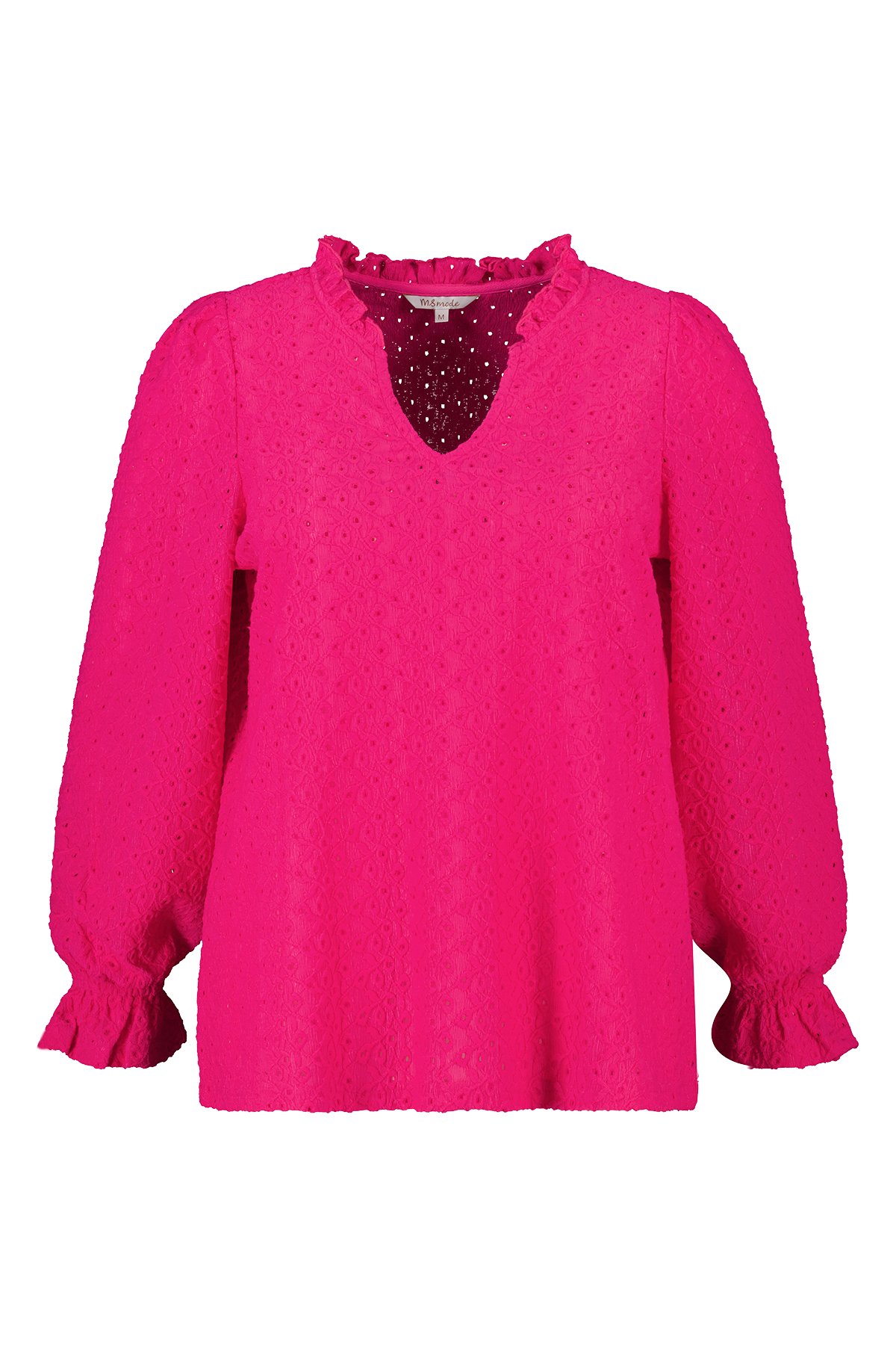 Top met broderie Fel pink