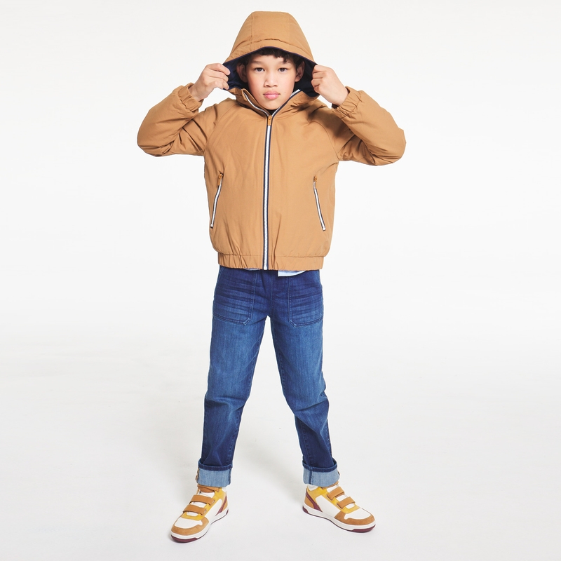 Blouson doublé à capuche marron garçon