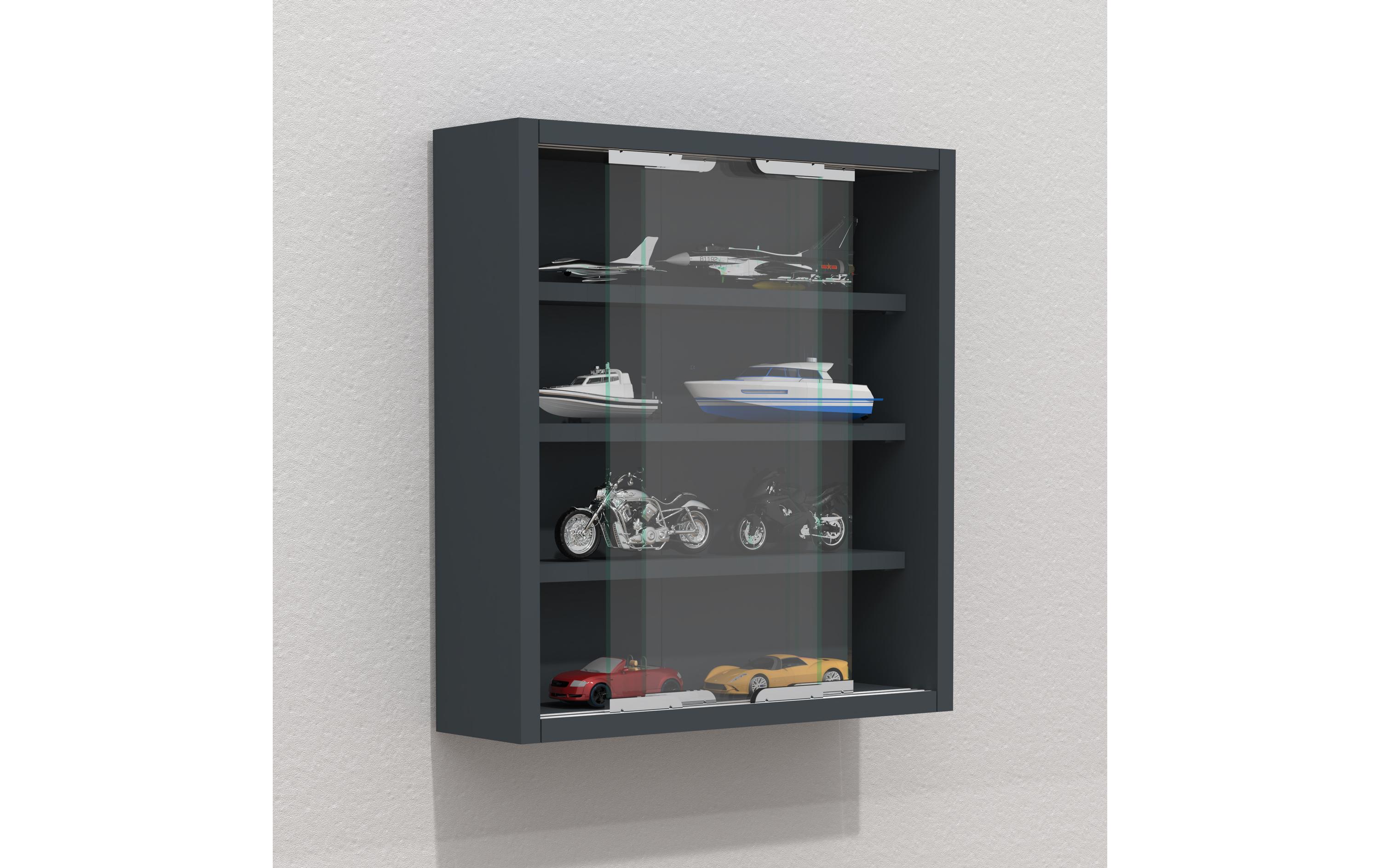 Vitrine Agisa S 37 x 40 cm, AnthrazitHängevitrine für die Wandmontage