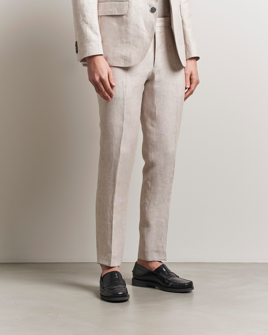 Oscar Jacobson Denz Linen Trousers Off White