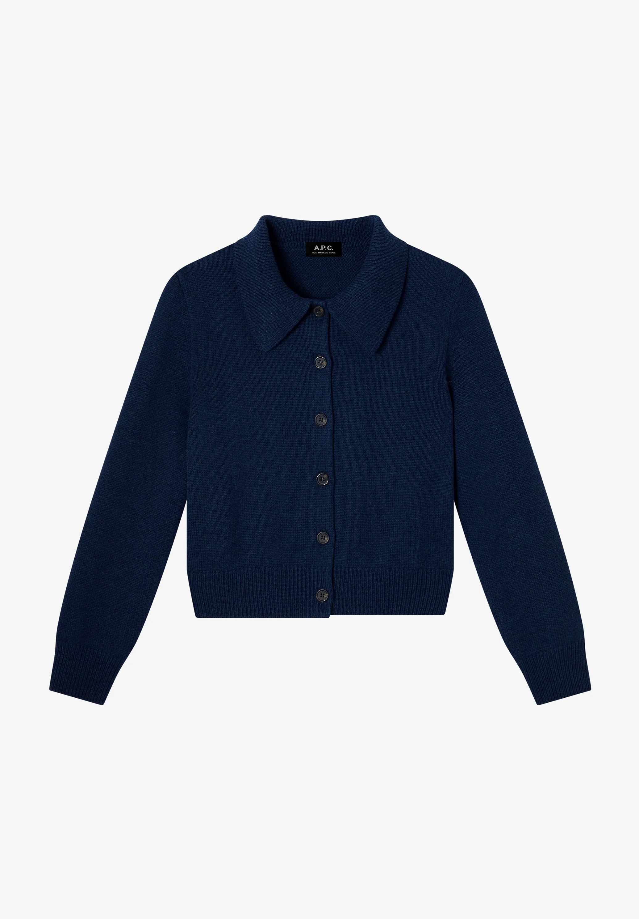 Cardigan à col en laine bleu marine - Dark navy