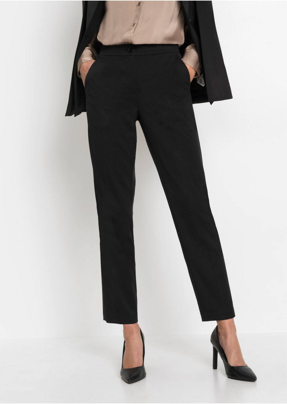 Pantalon avec empiècement en satin