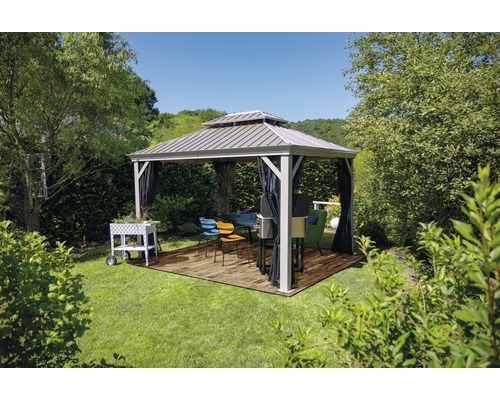 SOJAG Messina paviljoen 12x16 inclusief klamboe 473 x 353 cm champagne