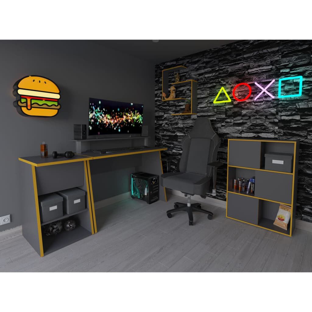FMD Gaming-bijzettafel met 2 planken, 49,4 x 50 x 77,7 cm, antraciet