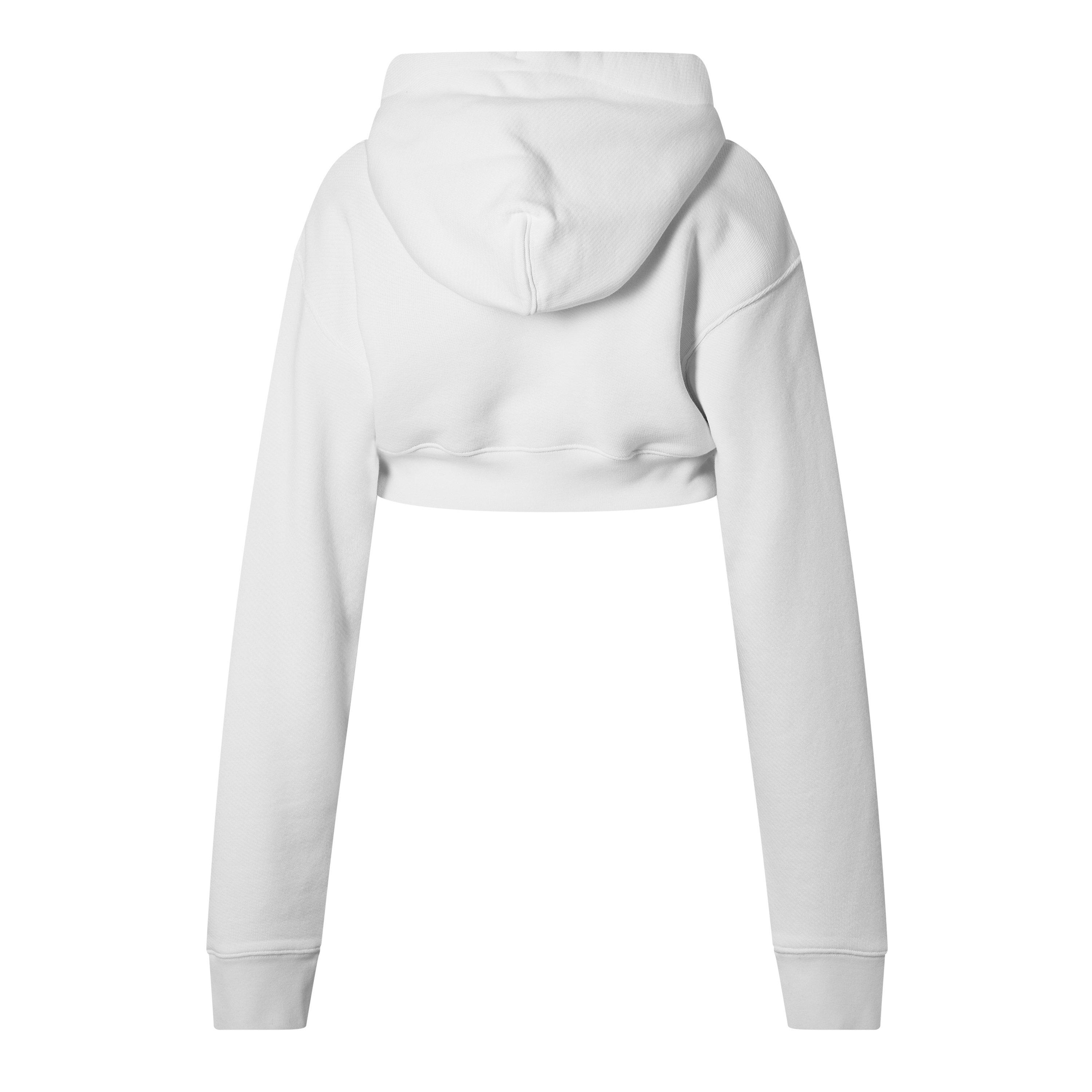 Off White Cropped Logo Hoodie