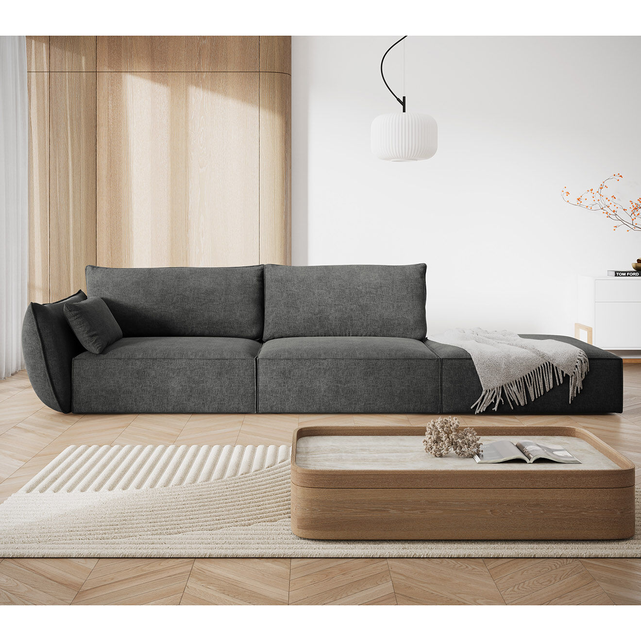 Mazzini Sofas Canapé gauche Vanda 4 Places gris - 286x100x85 cm