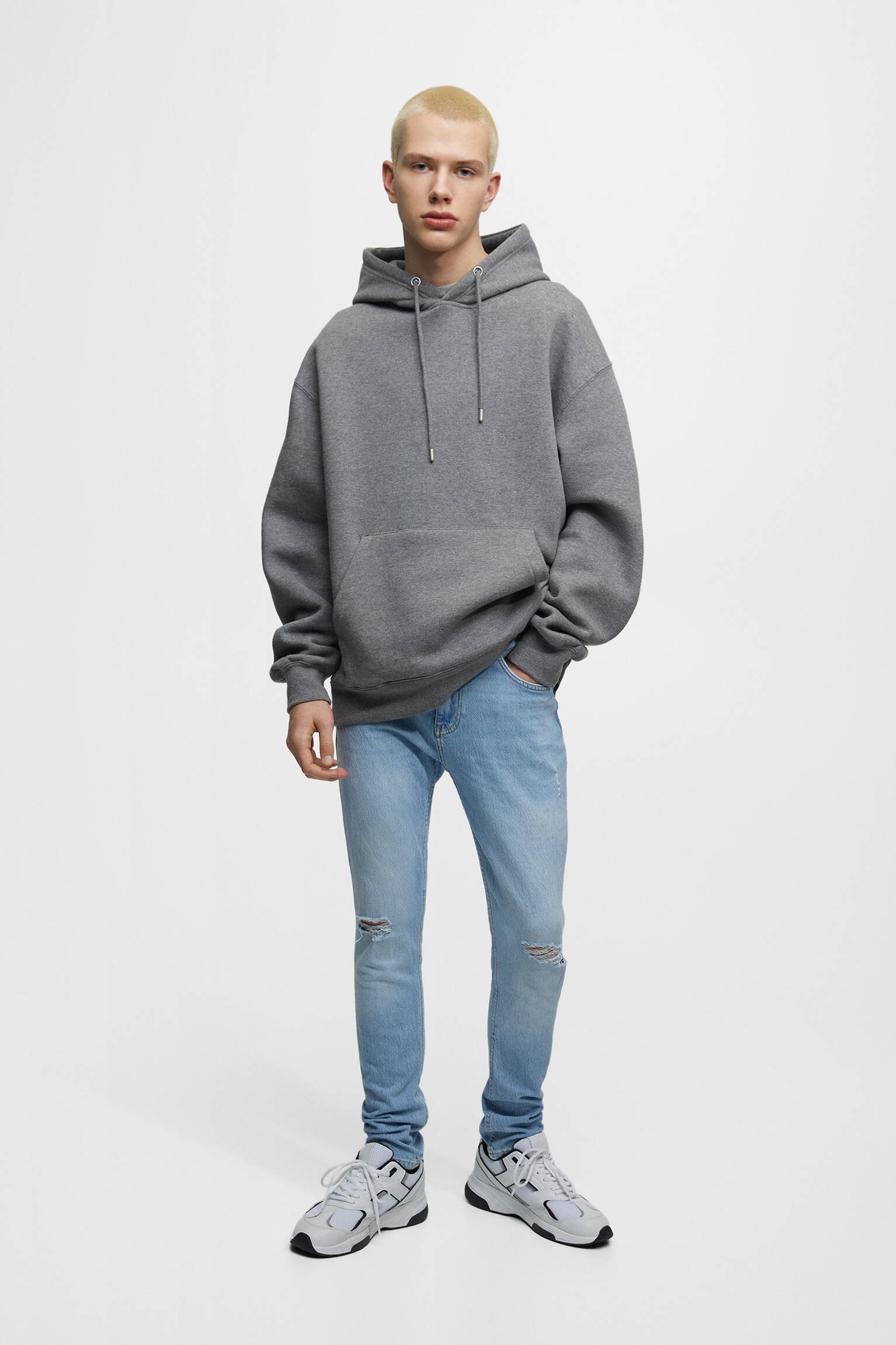 CALÇA JEANS SKINNY RASGADA - ÍNDIGO CLARO