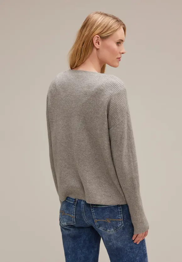 Offene Melange Strickjacke - whisper mocca melange
