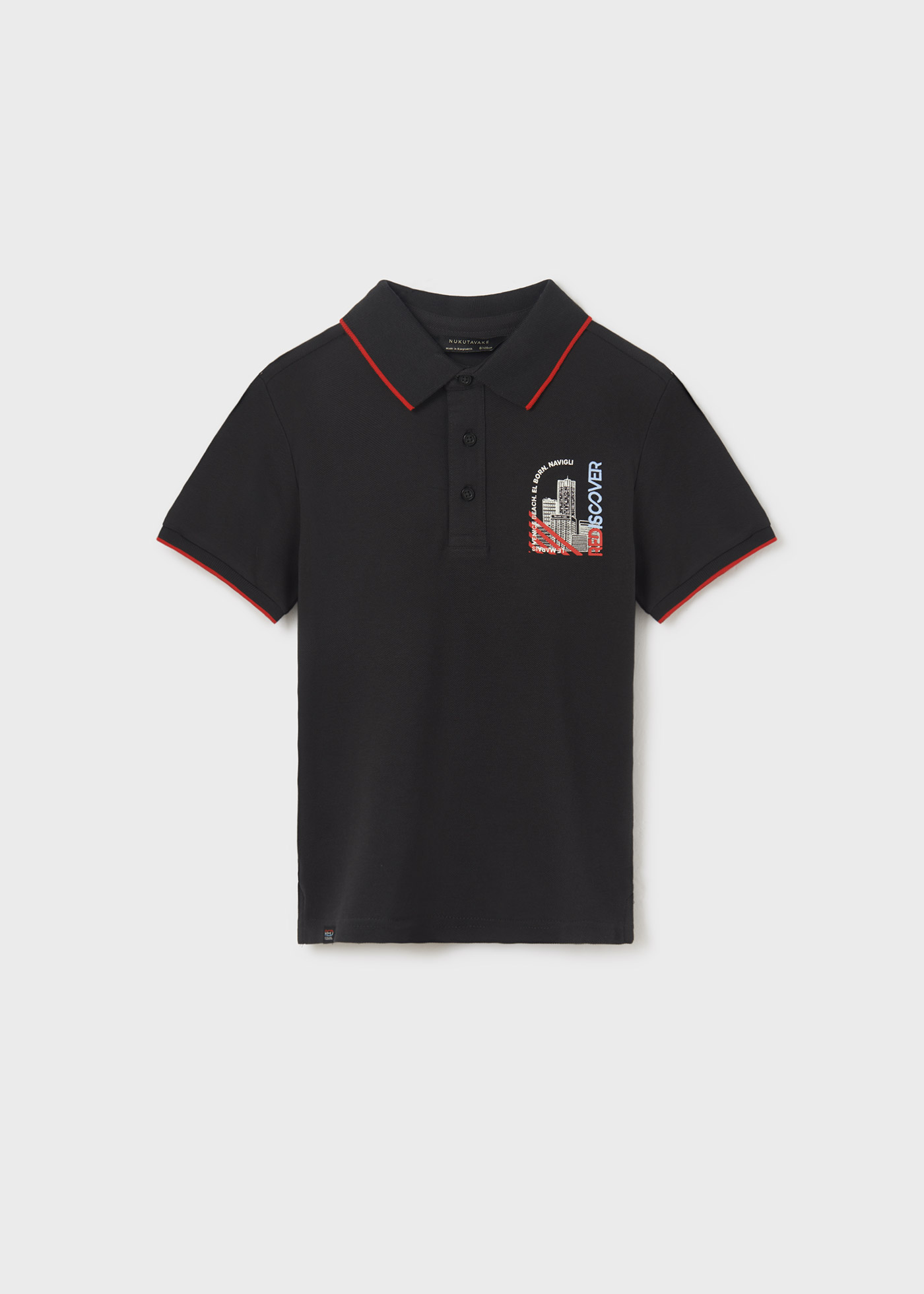 Camisa polo com estampa em algodão sustentável para meninos