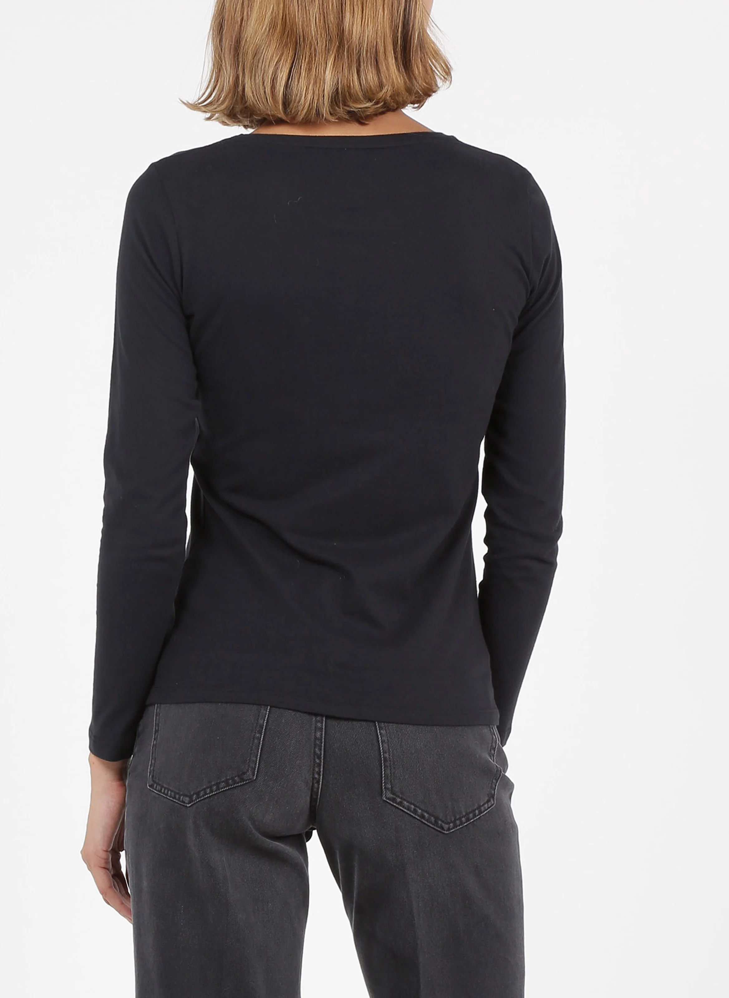 Tee-shirt col rond ajustée en coton | Noir