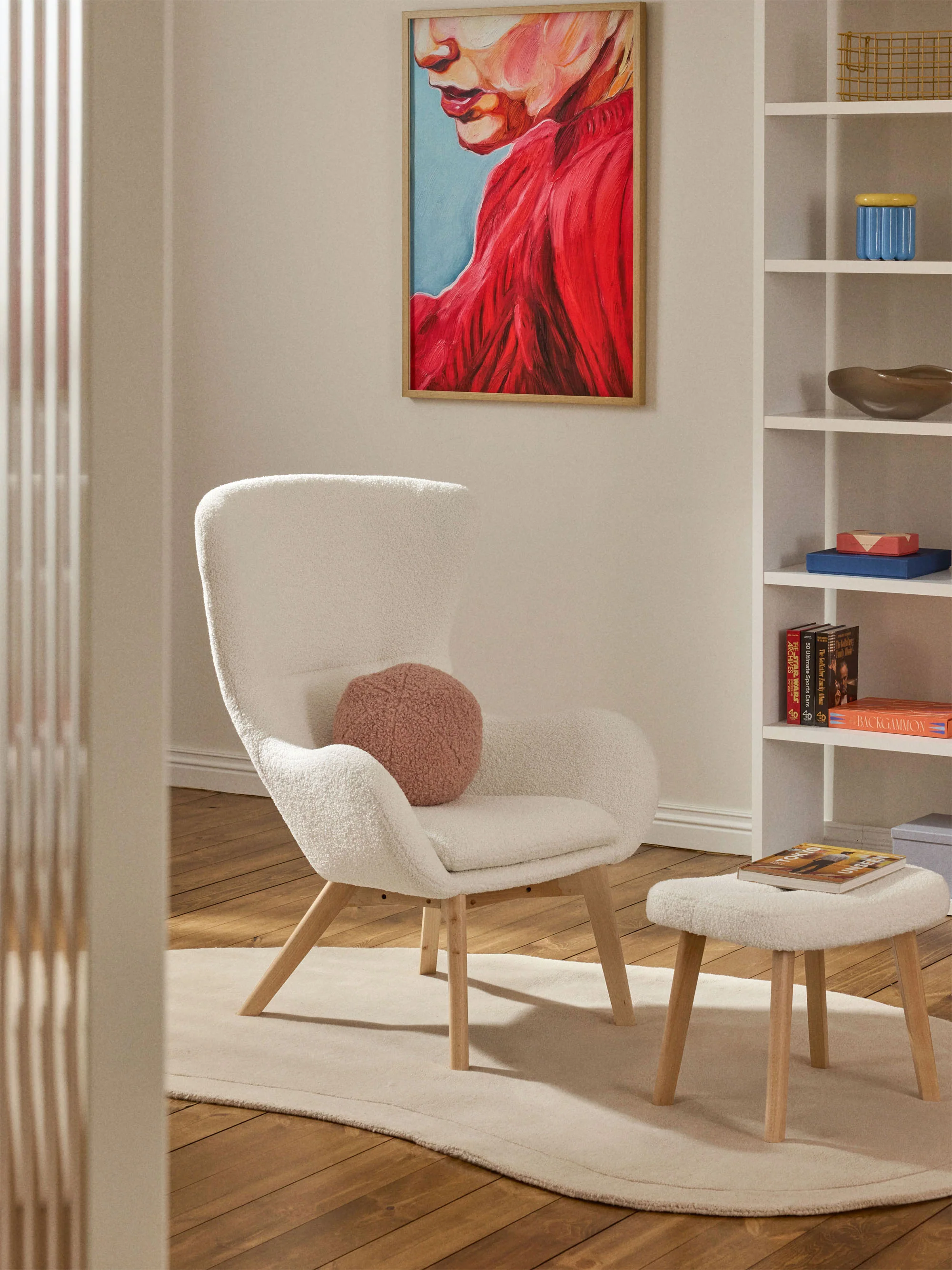 Teddy fauteuil Wing met houten poten