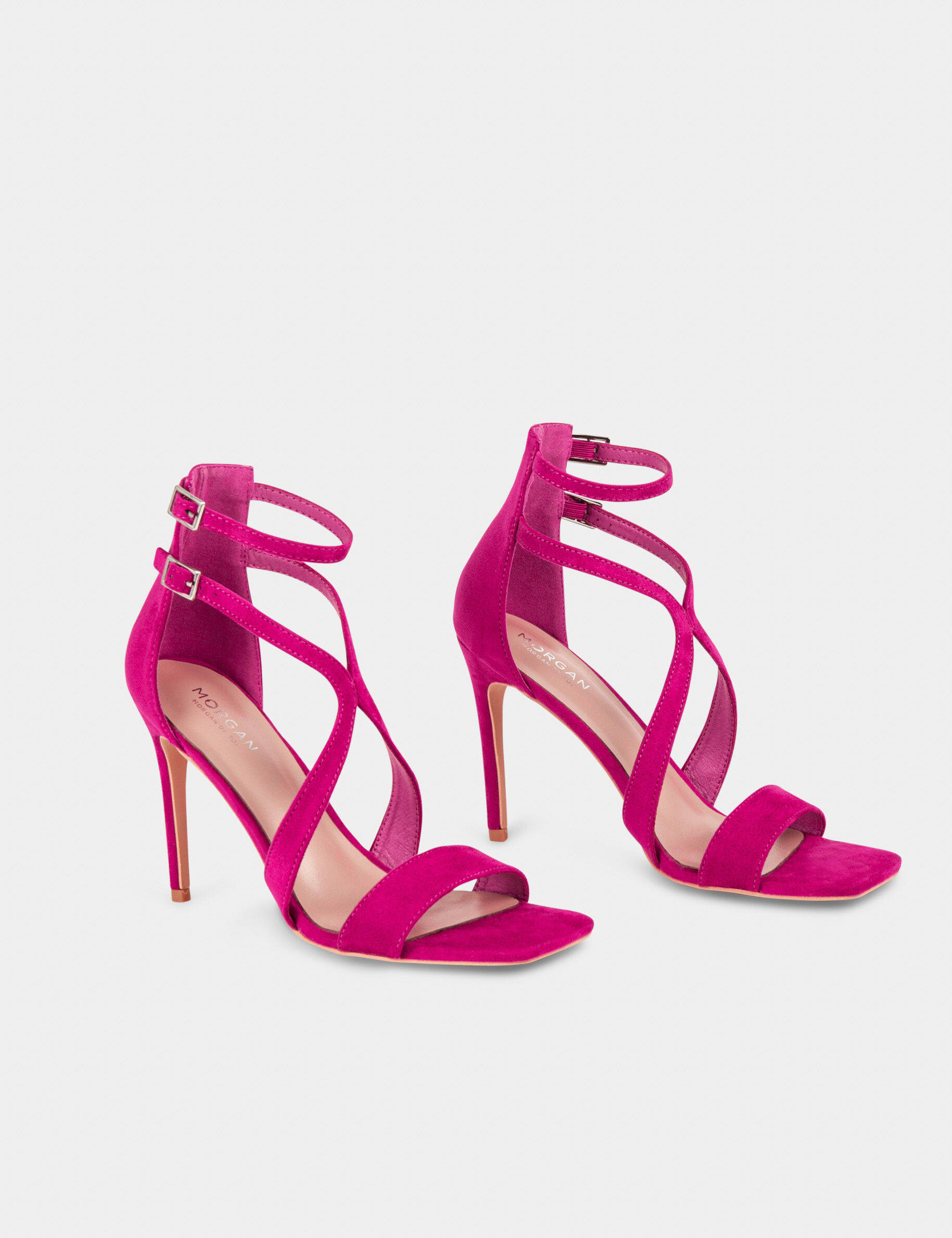 Sandales à talons avec brides rose femme - rose