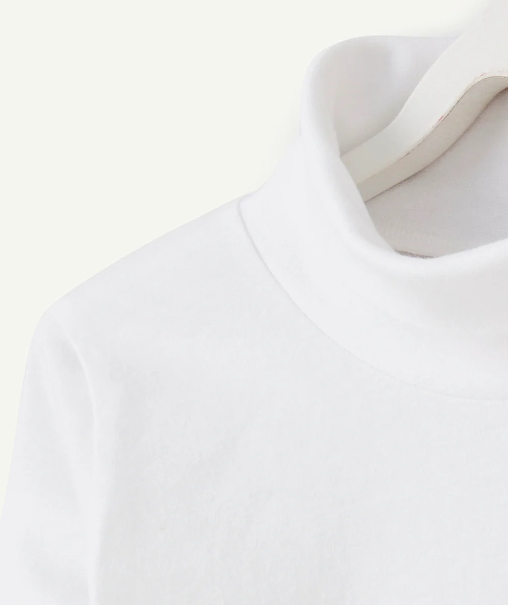 SOUS-PULL GARÇON COL ROULÉ BLANC UNI