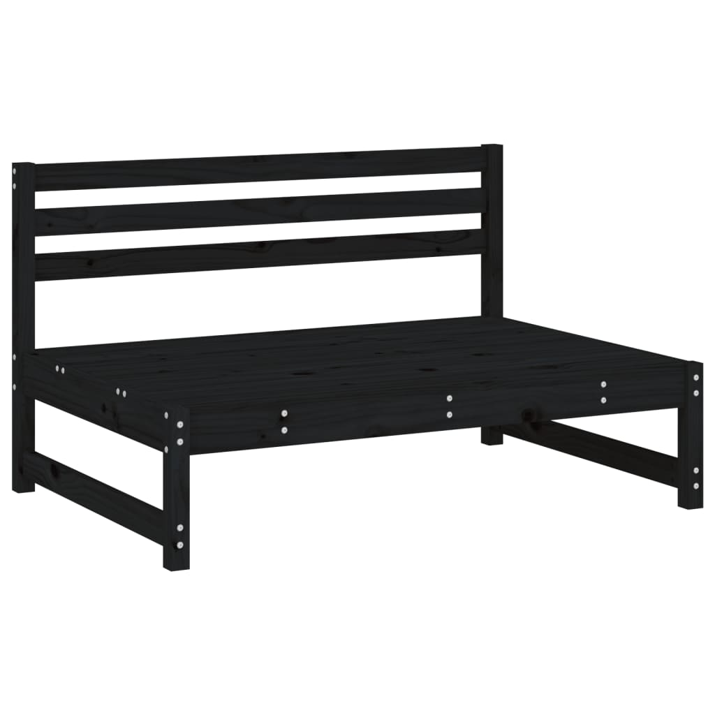 Salon de jardin 4 pcs noir bois massif de pin