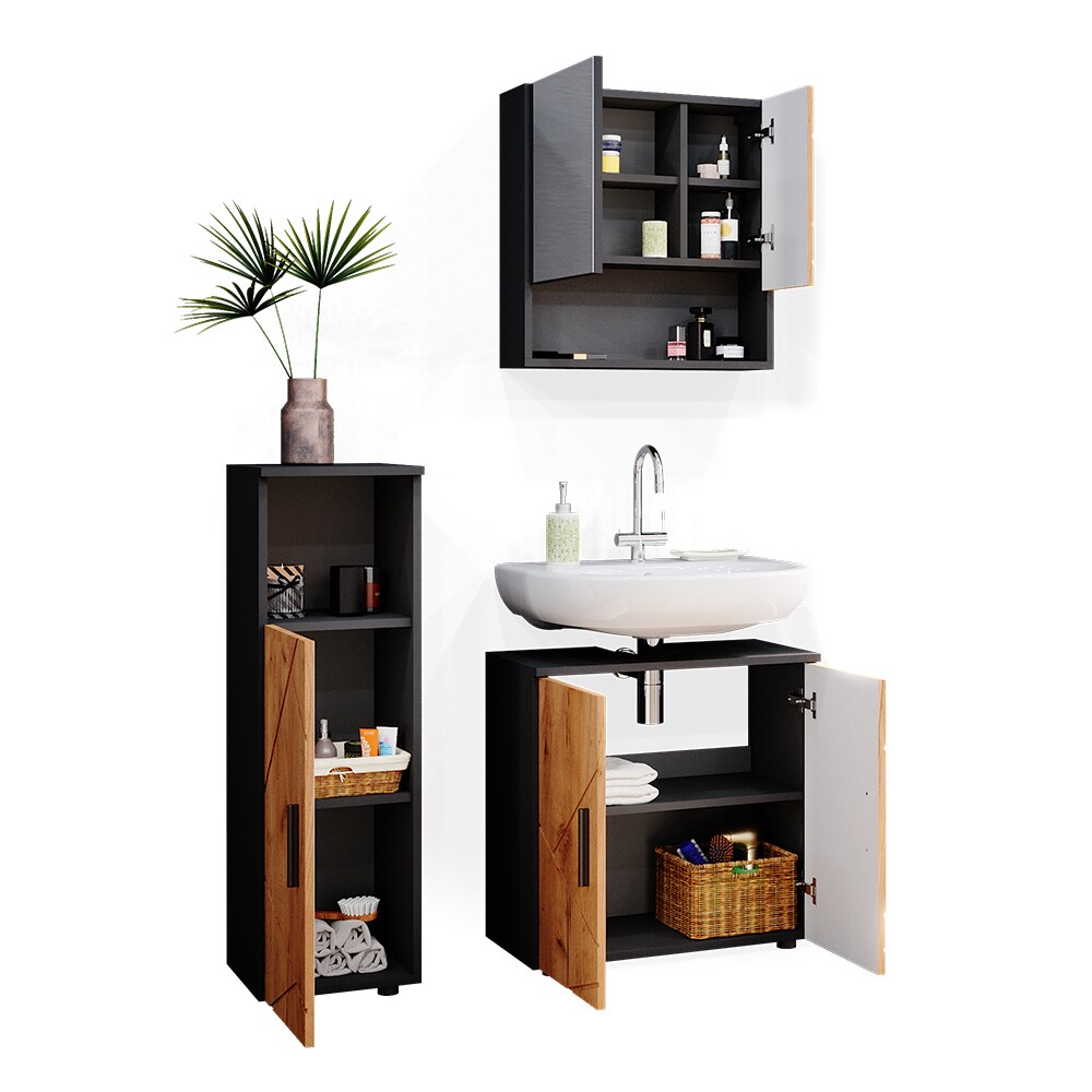 Vicco Badmöbel Set Badezimmermöbel Irma Spiegelschrank Unterschrank Midischrank