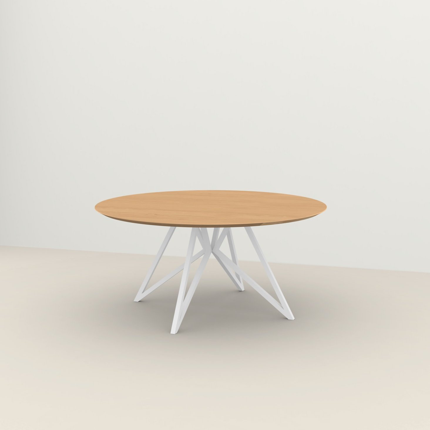 Studio HENK tafel Butterfly Rond QuadpodXL - wit frame, hardwax light 3041 ⌀160 | HWO NL 3041 | Verjongde Rand | Frame Wit