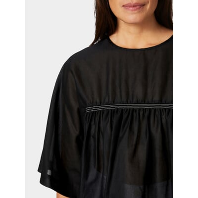 Damenbluse mit Kräuseln, Schwarz