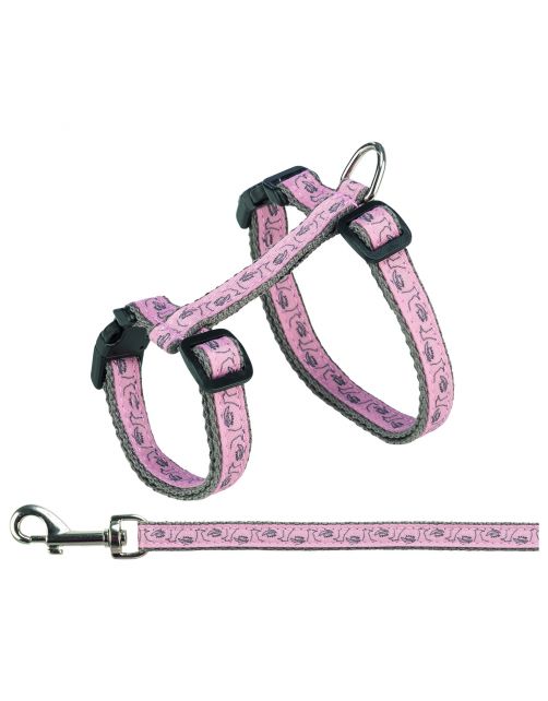 Trixie Kattentuig Met Riem 27–45 Cm\/13 Mm. 1.20 M - Kattenharnas - 27-45 cm Grijs Roze