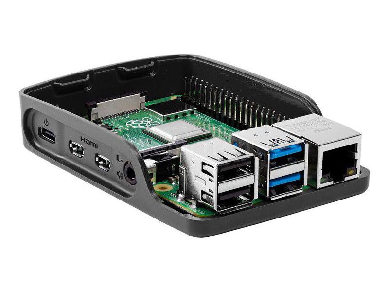 Raspberry Pi Gehäuse für Raspberry Pi 4 Model B Grau/Schwar Offizielles Raspberry Pi 4 Gehäuse aus Kunststoff