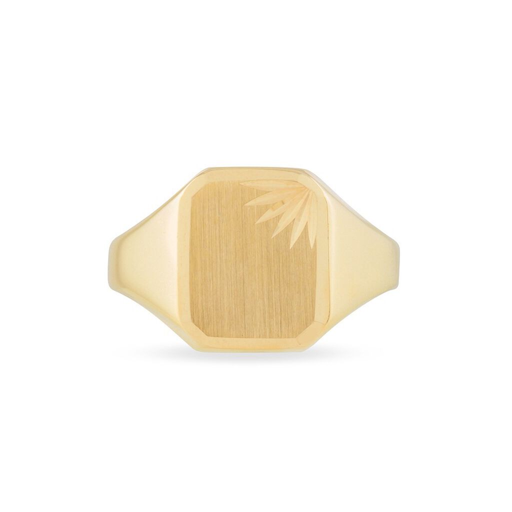 Chevalière Carree Diamantee Soleil Or Jaune