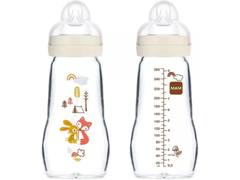 MAM Glasflasche Feel Good 2er Set 260 ml Babyflasche aus Premium-Glas