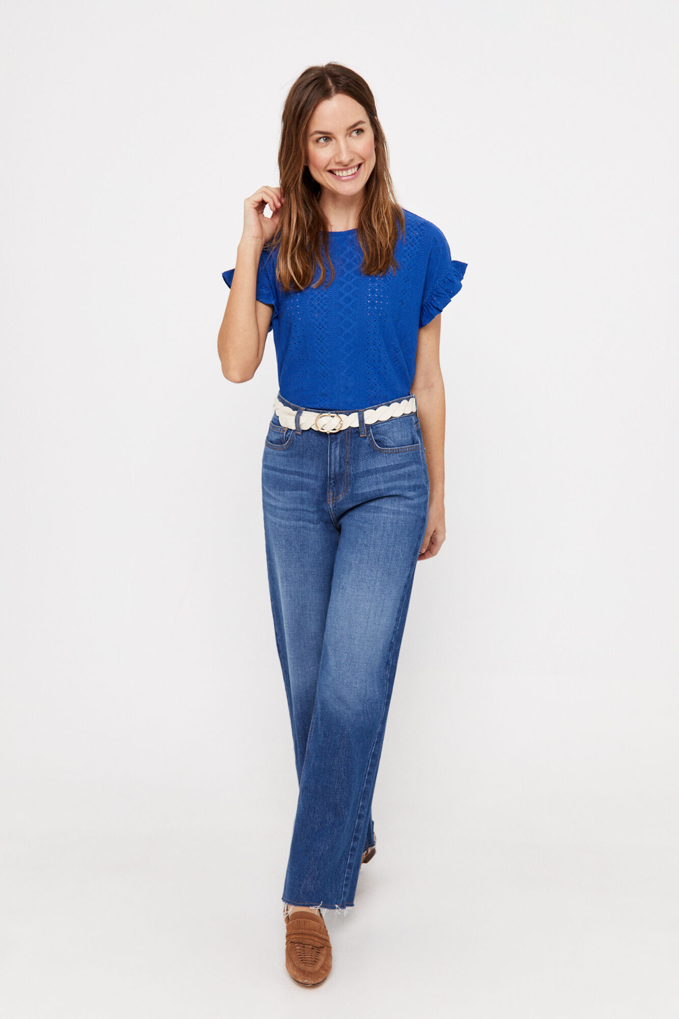Camiseta com estrutura de malha - Azul escuro